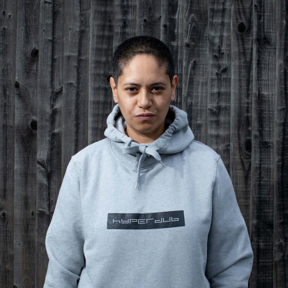 Hyperdub Hooded Top, Black Logo on Heather Grey