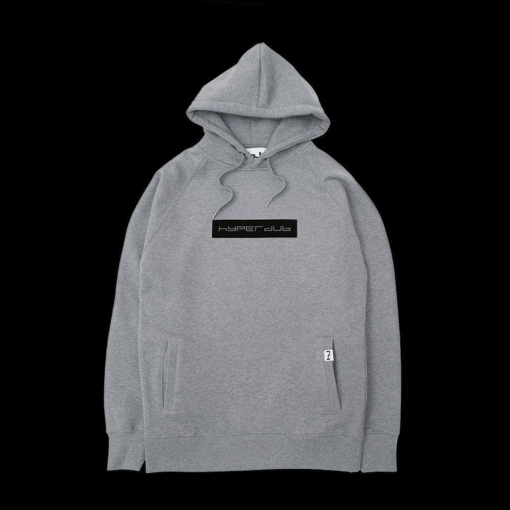 Hyperdub Hooded Top, Black Logo on Heather Grey